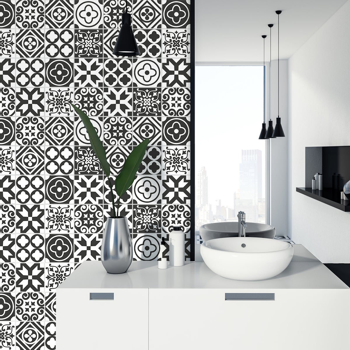 9 adesivi piastrelle di cemento azulejos lenzo - Sticker adesivo - adesivi murali - 9stickers15x15cm - 3