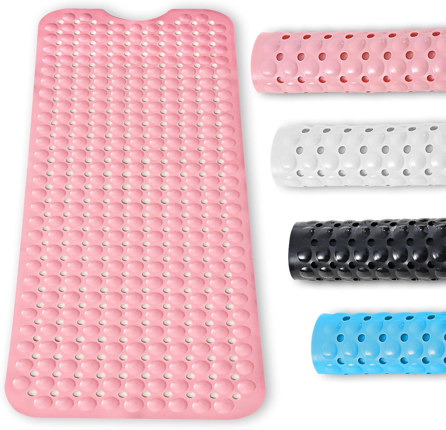 Mata łazienkowa antypoślizgowa z 3 przyssawkami, nadająca się do prania w pralce, odpowiednia do wanien i podłóg w łazience (różowa), 100 x 40 cm