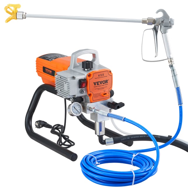 Pulvérisateur airless avec tuyau haute pression VEVOR,1500W,3000 PSI,1,8L/min,adapté aux fournitures de peinture intérieure et extérieure