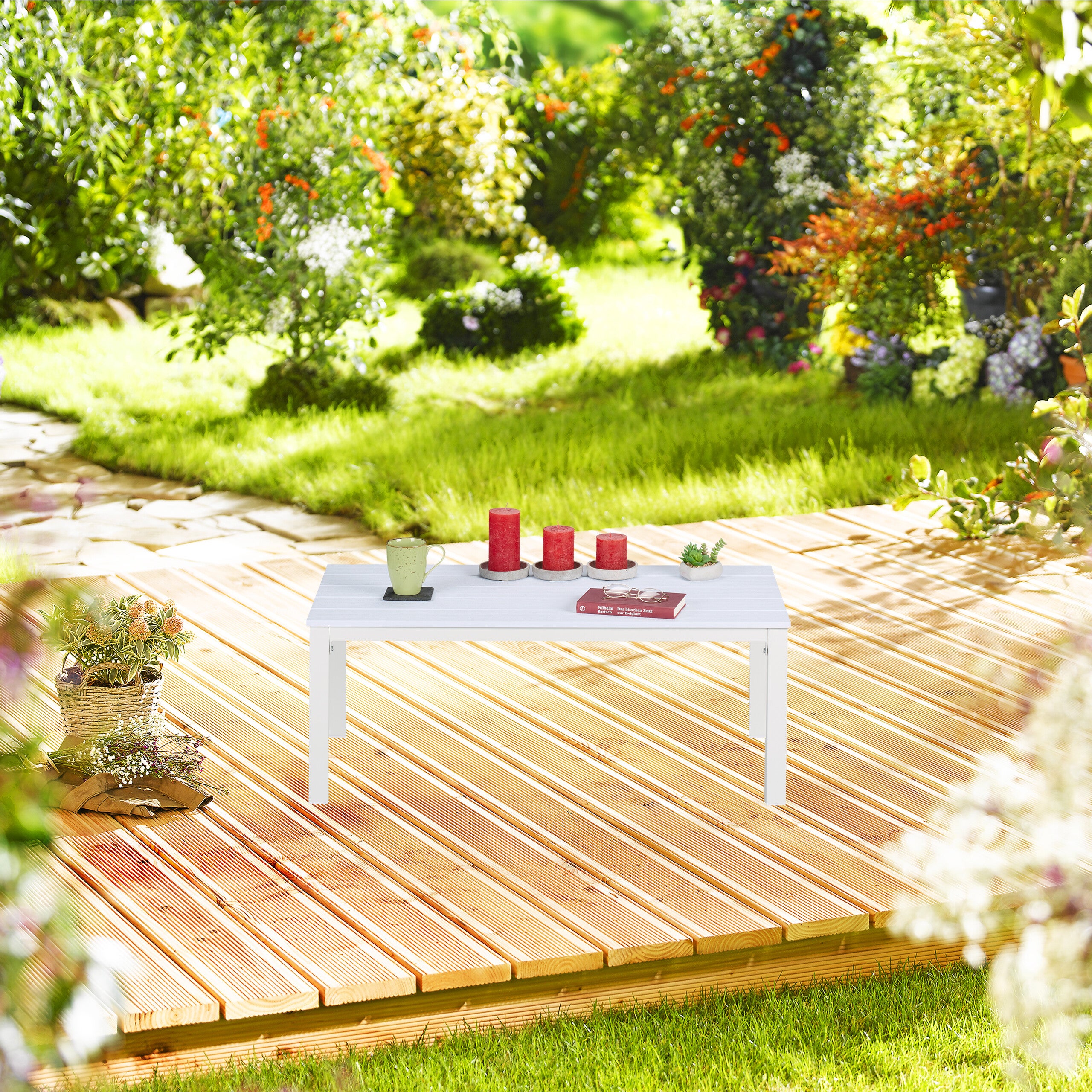 Table basse de jardin rectangulaire en Acier Marron - 3
