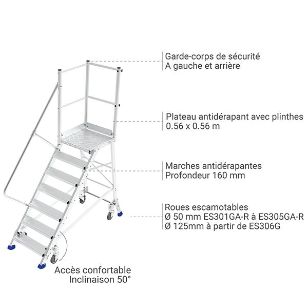 Plateforme 4 marches - Hauteur max. de travail 2.80m - ES304GA-R - 4