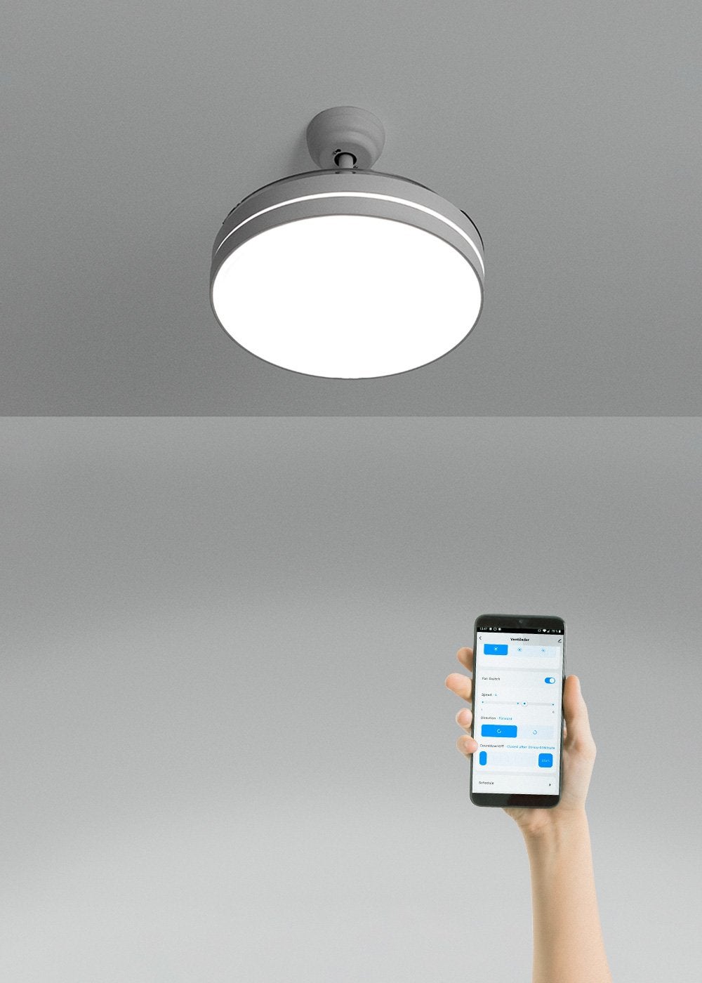 WIND CLEAR M - Ventilador de teto 40W com lâminas retrácteis silenciosas e luz LED de vários tamanhos - Com luz - com wifi - 2