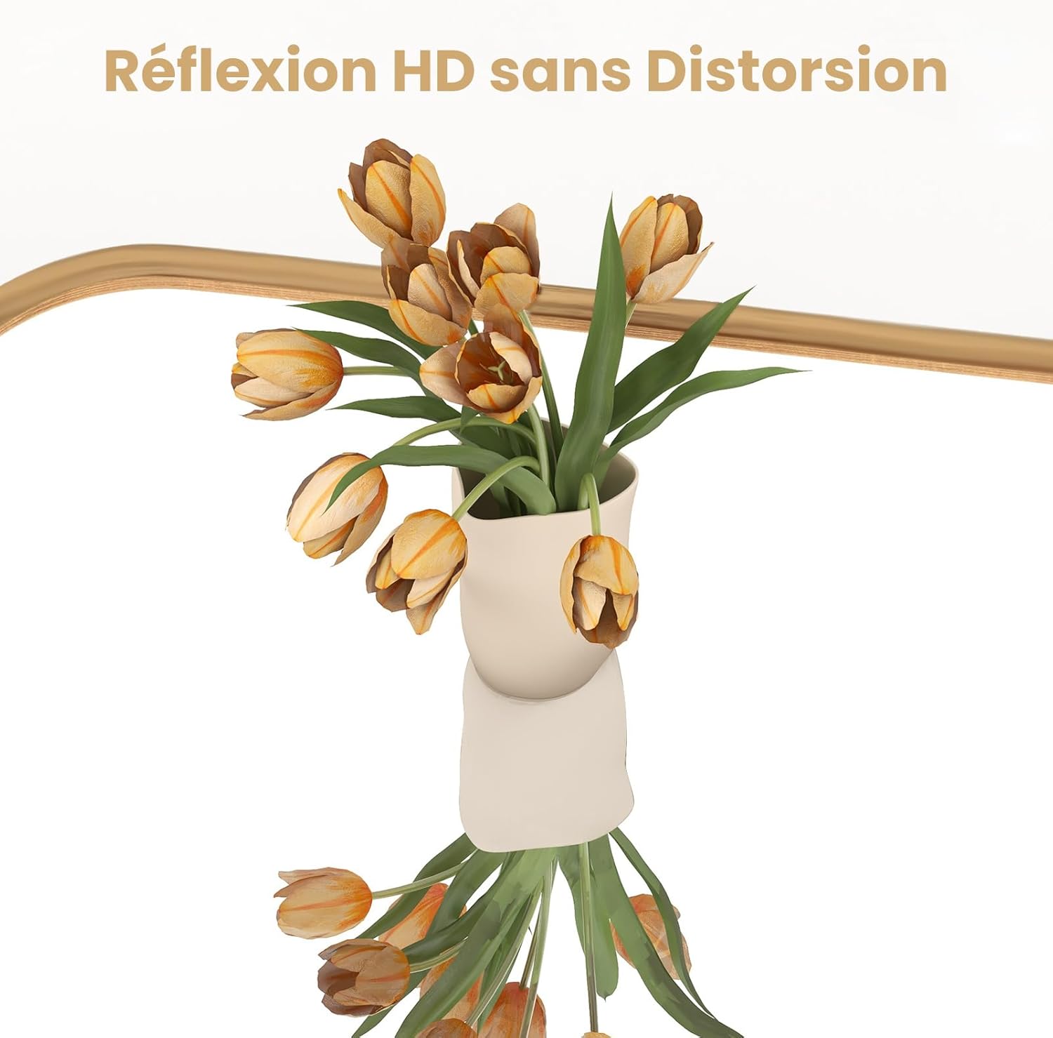 Miroir Mural Doré Vintage, Miroir Arqué Décoratif avec Cadre Baroque Orné, Métal Robuste, Décoration Murale pour Entrée, Salon, Couloir (66x95 cm) - 6