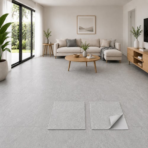 Piso vinílico PVC ADESIVO. 2 Unidades. Pedra Cinza Espaço Mate (1,8mm)