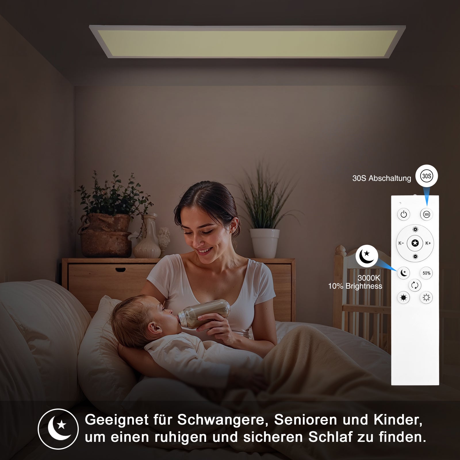 LOVHAUS Plafonnier LED 100x25CM avec Télécommande, LED Panel 30W 3300LM, Lumière Réglable, Fonction Mémoire, 3000K-6500K - 5