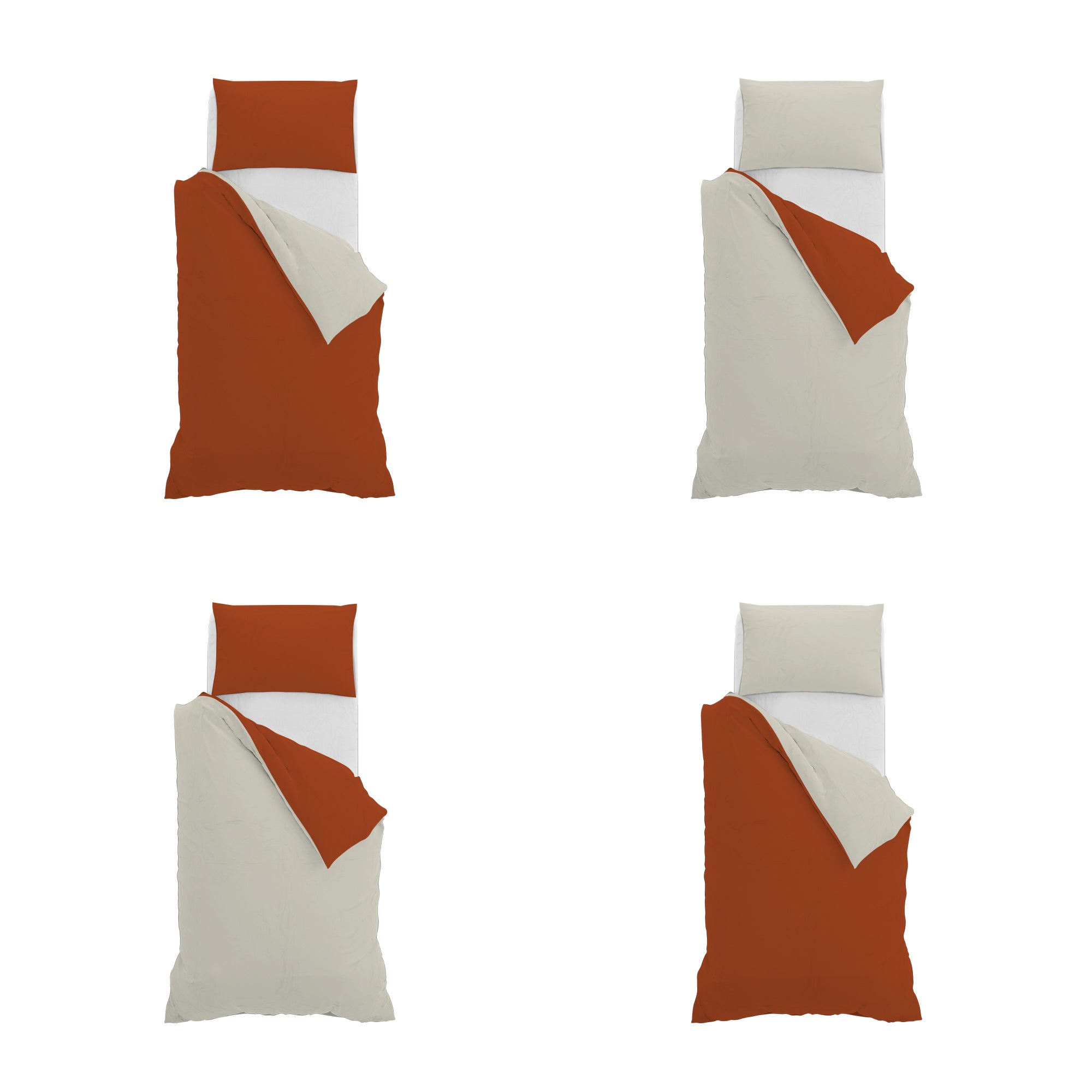 Housse de couette terre/crème, 1 place - taie d’oreiller 52x82cm - 5