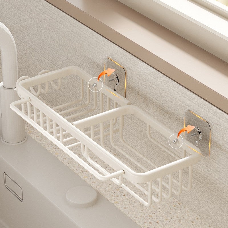 Étagère de cuisine noire sans perçage – Support évier compact 37,5×12×6 cm pour éponges, chiffons et lingettes, aluminium durable - 3
