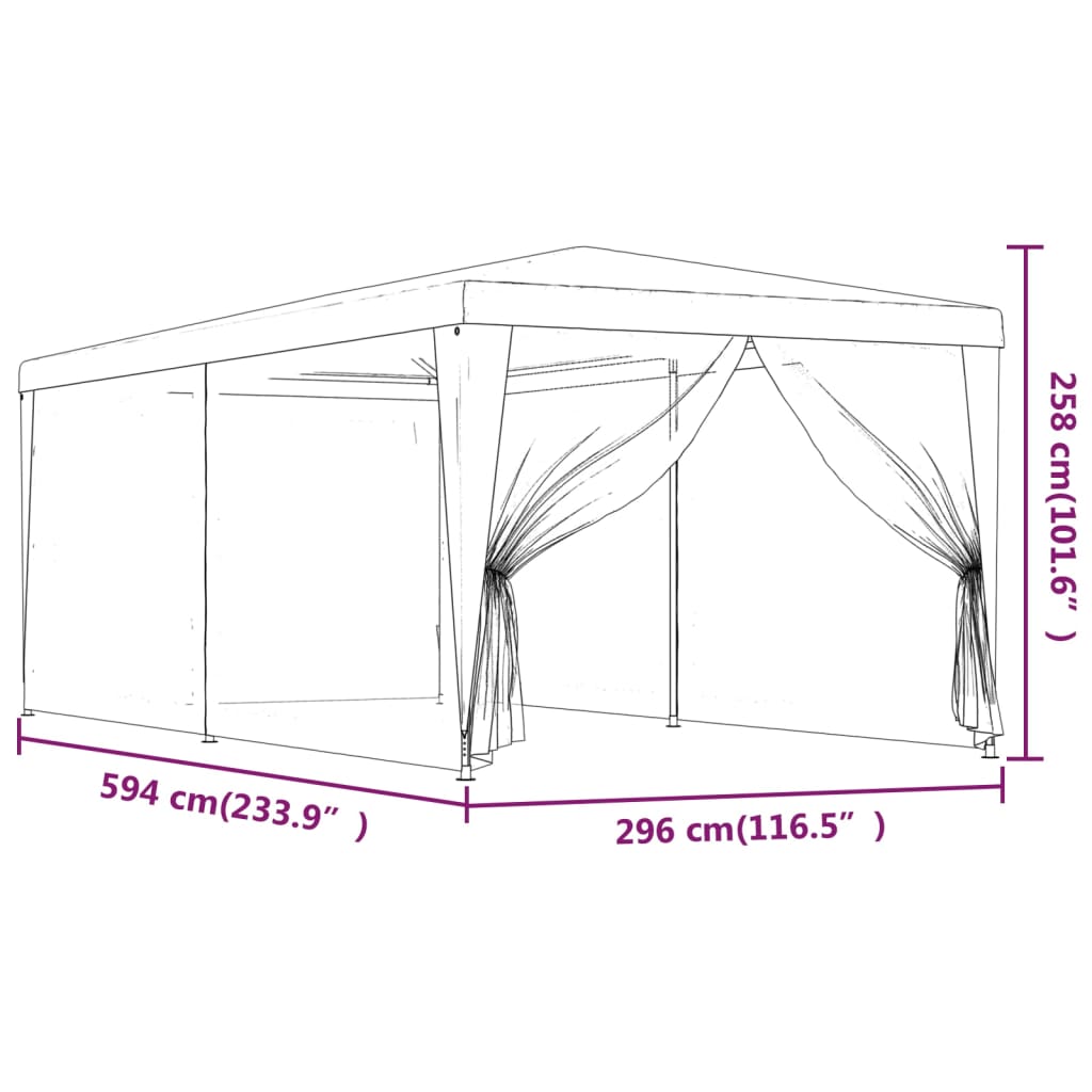 vidaXL Carpa para fiestas 6 paredes de malla HDPE gris antracita 3x6 m - 7