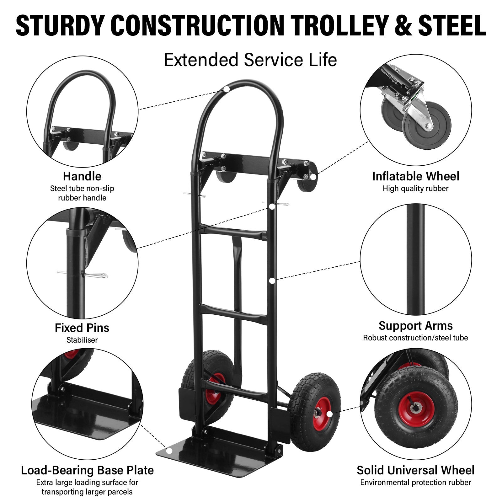 TEENO Chariot Pliable 2 en 1 Multifonction, Chariot à Plateforme,Capacité de Charge de 250 kg - 3