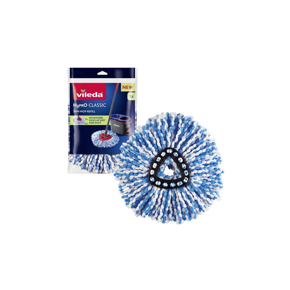 Tête De Brosse Récurer Triangulaire Vileda Turbo Spin EasyWring - Poils Durs - Brosse De Rechange Pour Nettoyage Sols, Salles De Bain Et Cuisines