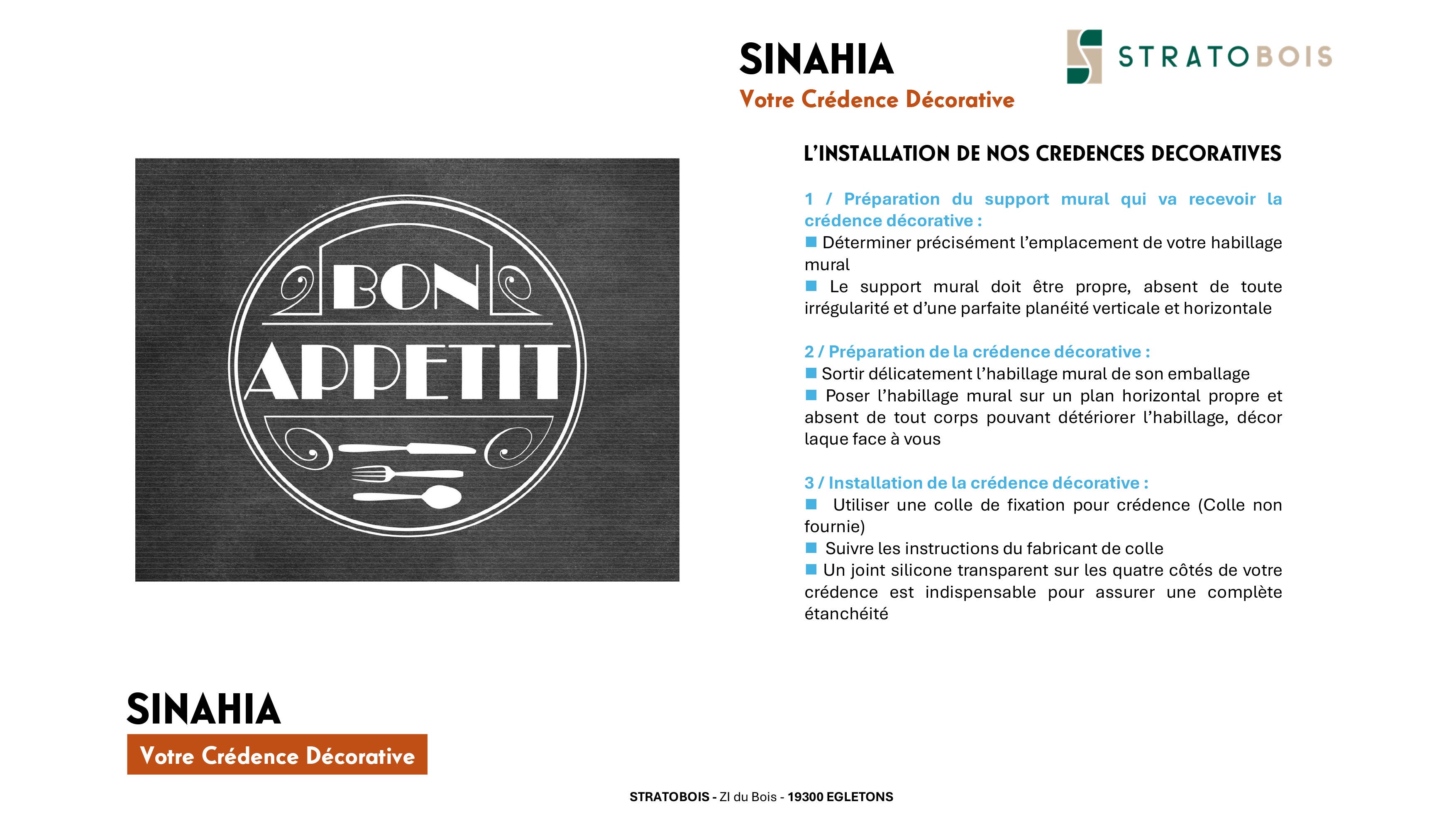Crédence décorative SINAHIA slogan style bistro 900mmx700mm Ep 6mm verre securit - 7