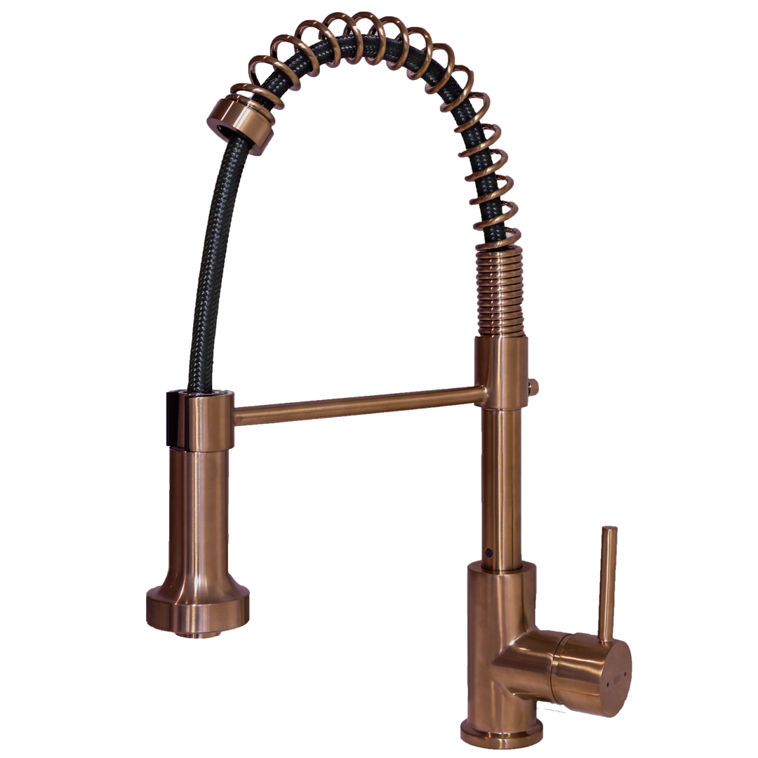 Plimo bateria zlewozmywakowa z ruchomą słuchawką prysznicową, miedź szczotkowana