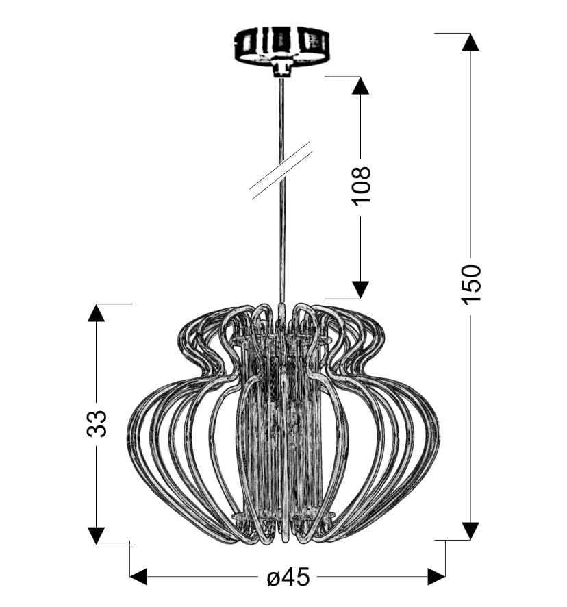 Lampa wisząca IMPERIA chromowana-czerwona 1 x E27 x 60W wym: 150 x 45 x 45 cm Candellux