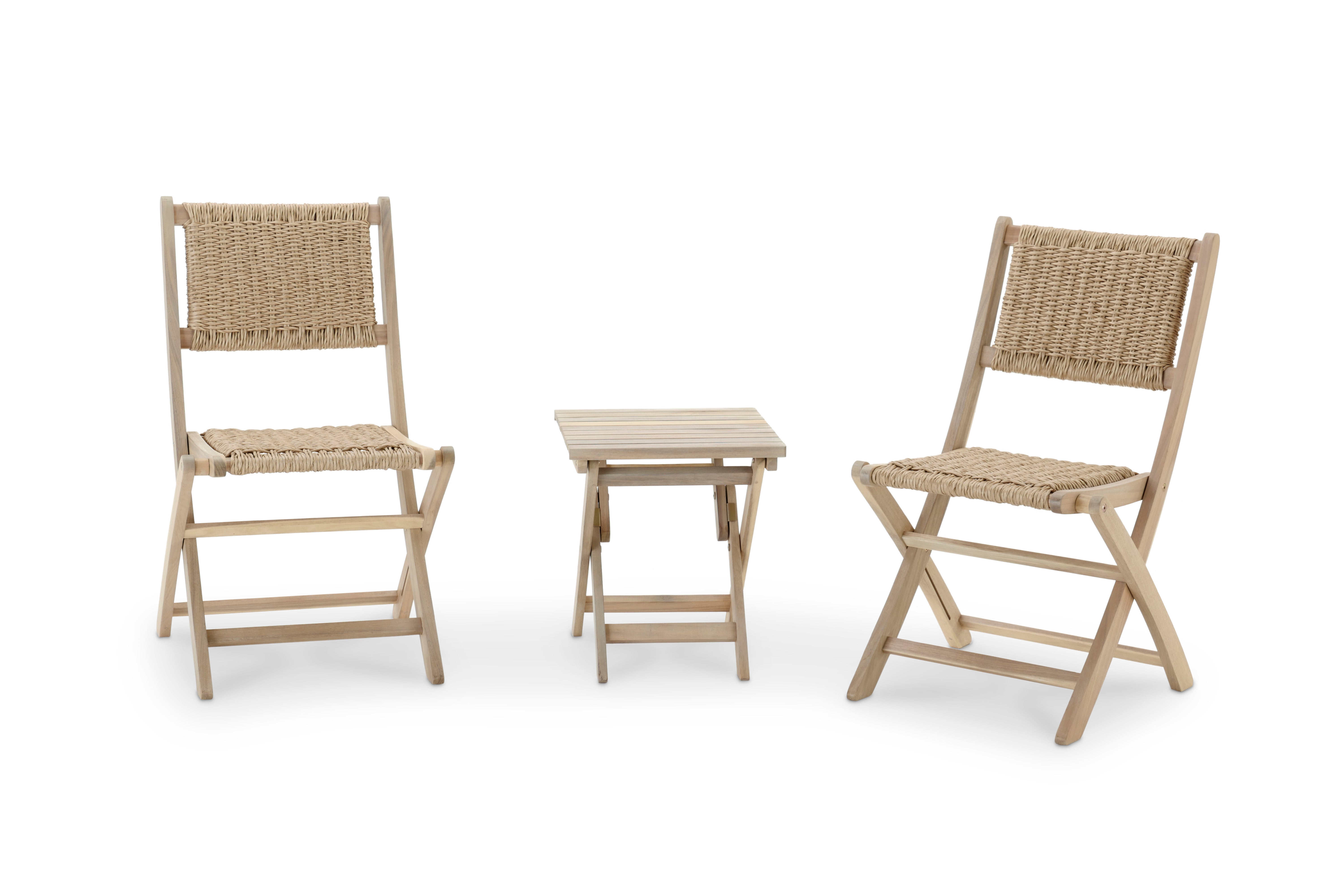 Balcon set terrasse table basse 40x40x45cm + 2 chaises sans bras