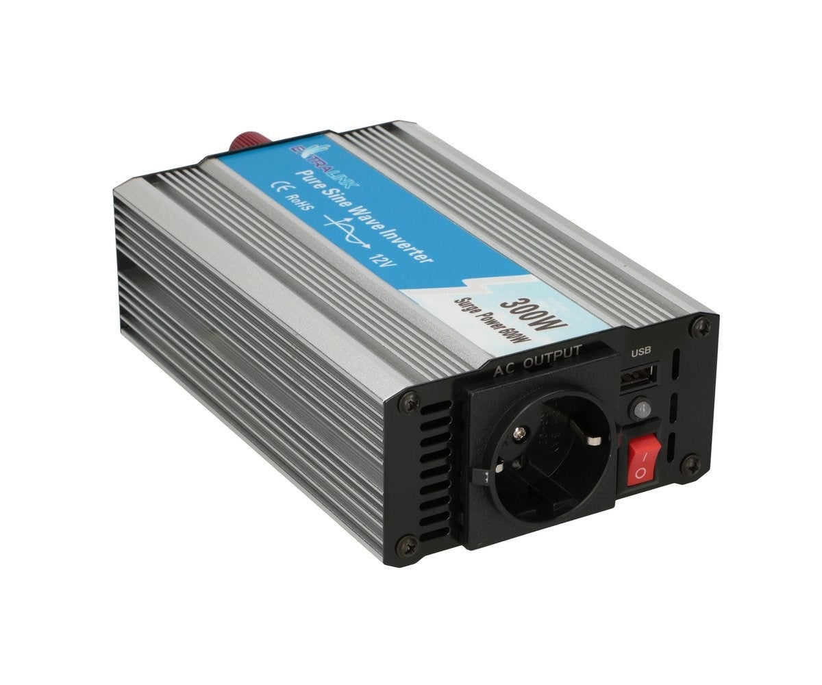 Convertidor De Voltaje Amio 12V A 230V – 150W/300W Con 2 Puertos USB, Modelo PI01, Ideal Para Viajes