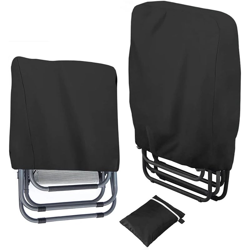 Zestaw 2 pokrowców na krzesła składane Oxford Cloth 210D do ustawiania w stosy (71 x 110 cm), kolor czarny