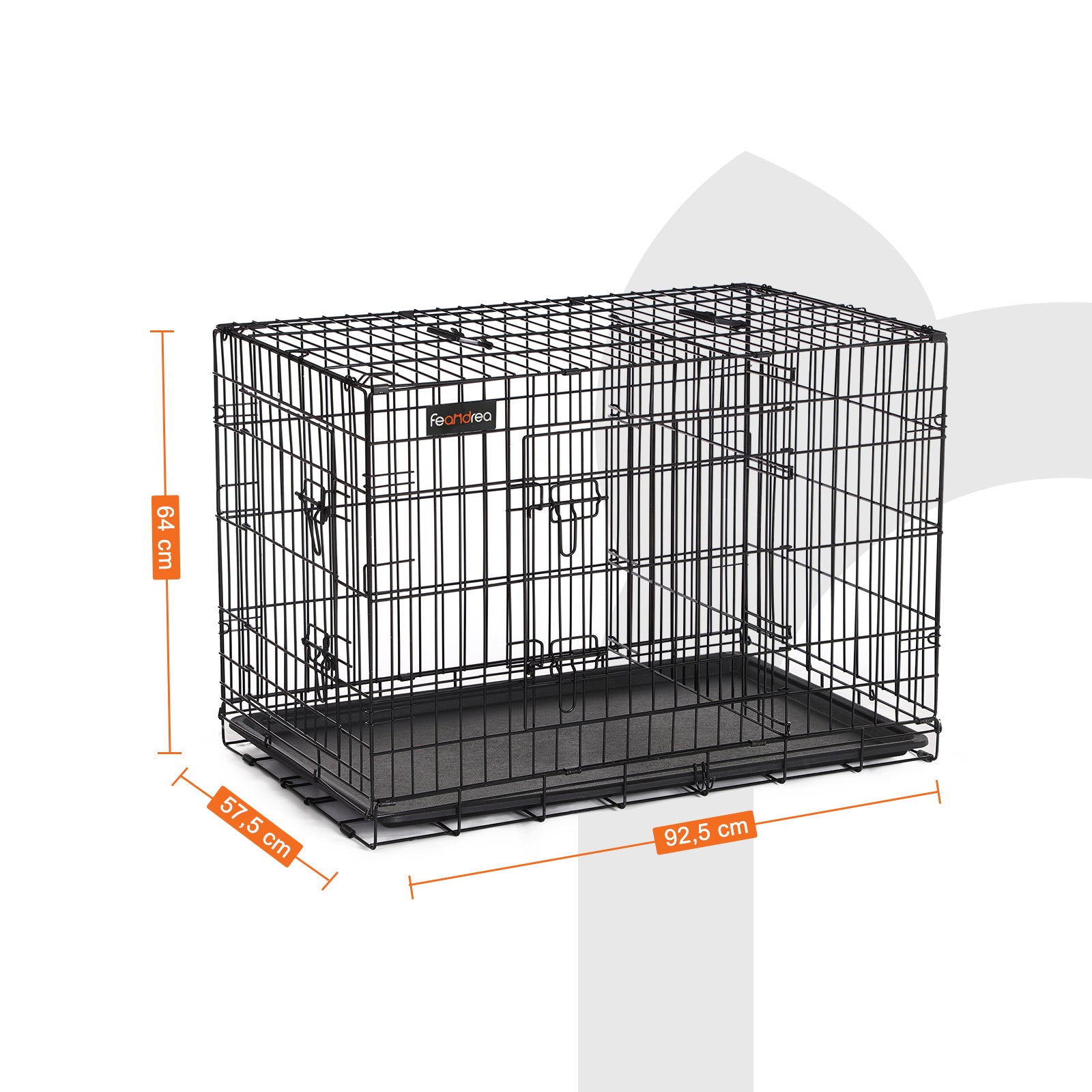 Cage pour Chien, avec 2 Portes, 92,5 x 57,5 x 64 cm, Noir - 5