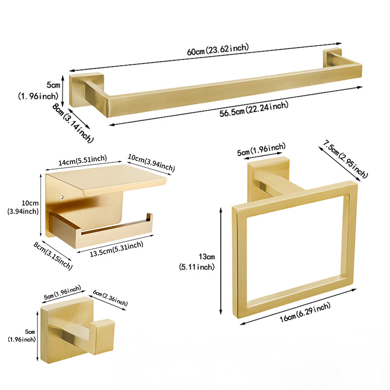 Soporte de papel higiénico de pared, juego de 4 ganchos, soporte de papel higiénico de acero inoxidable, apto para cocinas, baños y aseos.