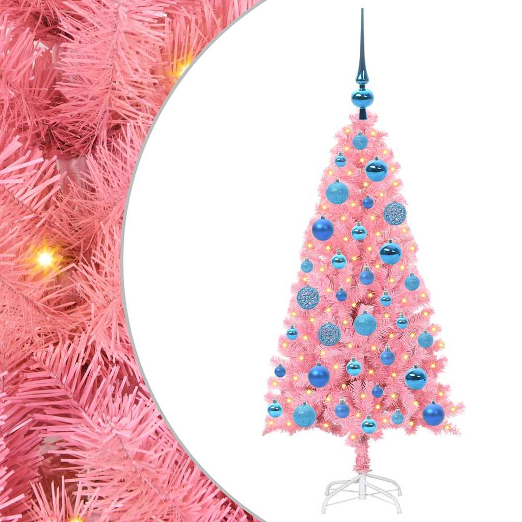 Choinka z 150 diodami LED z podstawą Różowy 120 cm PVC