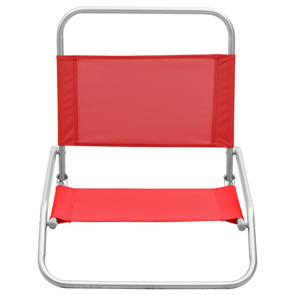 Chaises de plage pliables 2 pcs Rouge Tissu - 3
