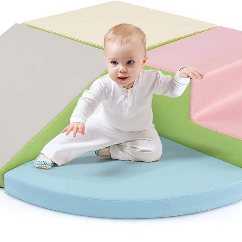 4 Szt. Tor Przeszkód dla Niemowląt, Moduł Motoryczny z Pianki EPE, Pokrycie ze Sztucznej Skóry, dla Dzieci Powyżej 3 Lat, do Wspinania się (Różowy)