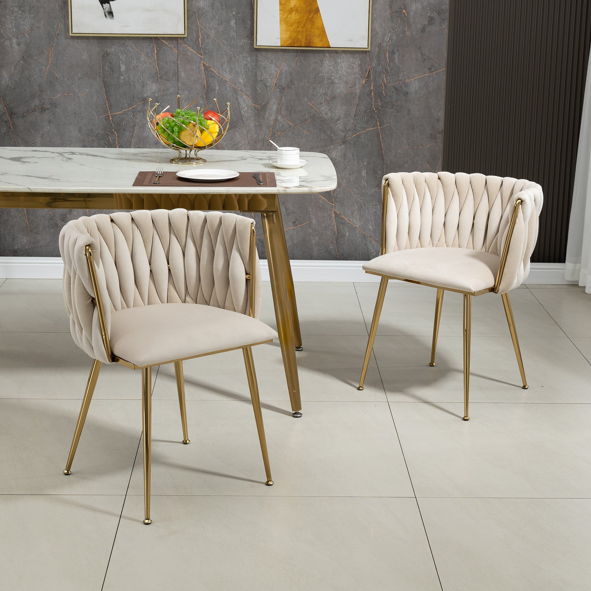 Set de Chaises de Salle à Manger en Velours Luxe Moderne avec Pieds ...