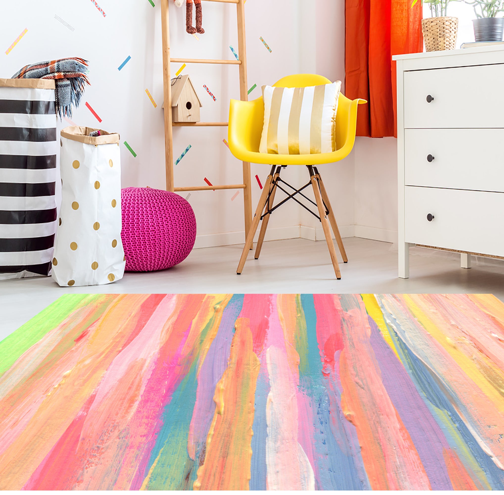Dywan winylowy dla dzieci Happy colours 50x100 cm - Antypoślizgowy PVC, winylowy do pokoju dziecięcego, trudnopalny i zmywalny.