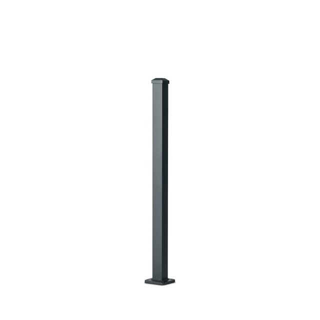 Poteau aluminium tradition style ferronnerie sur platine avec chapeau H 86.5 cm Gris