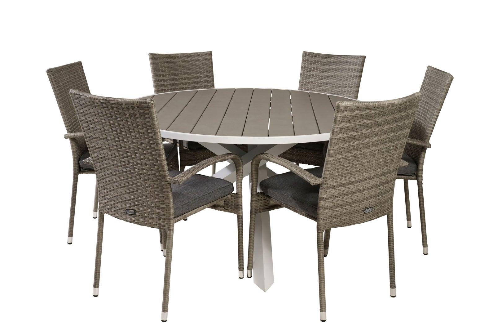 Parma zestaw ogrodowy stół Ø140cm i 6 krzesło Anna szary.