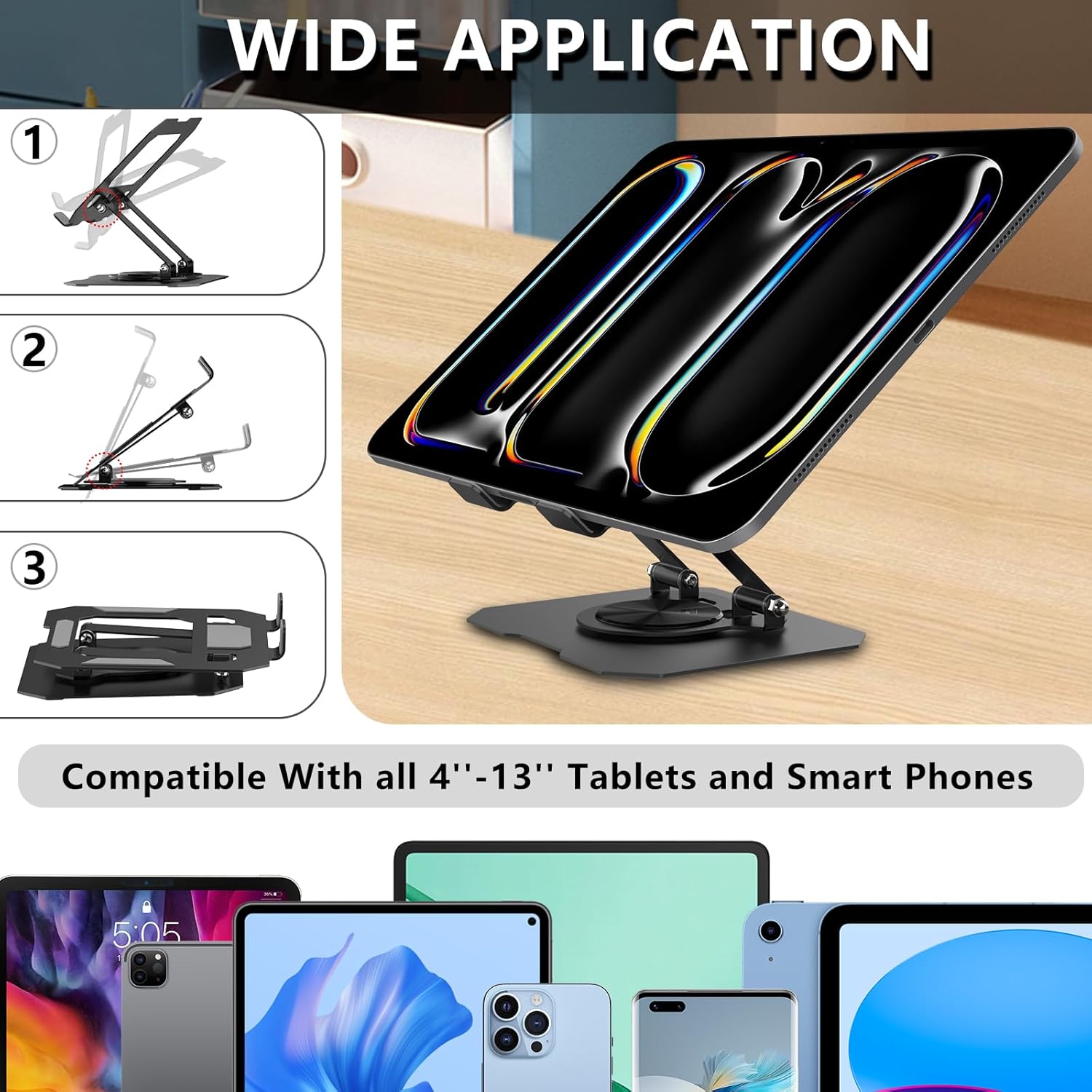 Supporto per Telefono a Forma di Cuore da Tavolo Regolabile e Pieghevole, Supporto Universale per Selfie e Montatura da Scrivania per Tablet