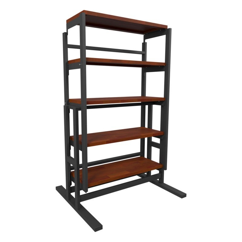 Etagère modulable en Bois (H125 x l78 x P62 cm) convertible en Table - style industriel - Couleur Chêne naturel - 7