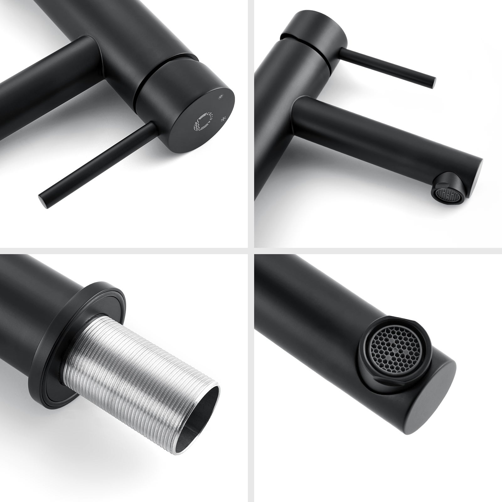 CECIPA MAX Robinet pour Lavabo de Salle de Bain, Robinet de Lavabo Noir, Mitigeur pour Lavabo de Salle de Bain, Eau Froide et Chaude, Hauteur 174 mm - 5