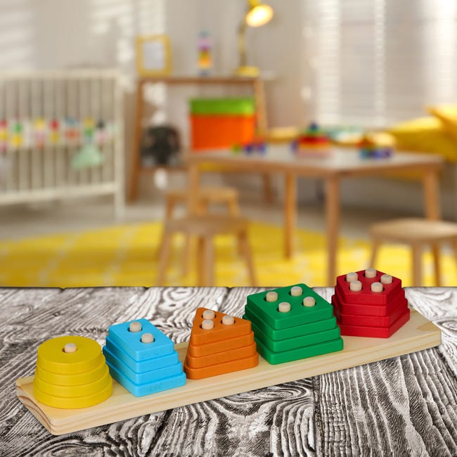 Giocattolo Montessori In Legno 1-2 Anni - Giochi Educativi Incastro Con Forme E Colori, Regalo Per Bambina