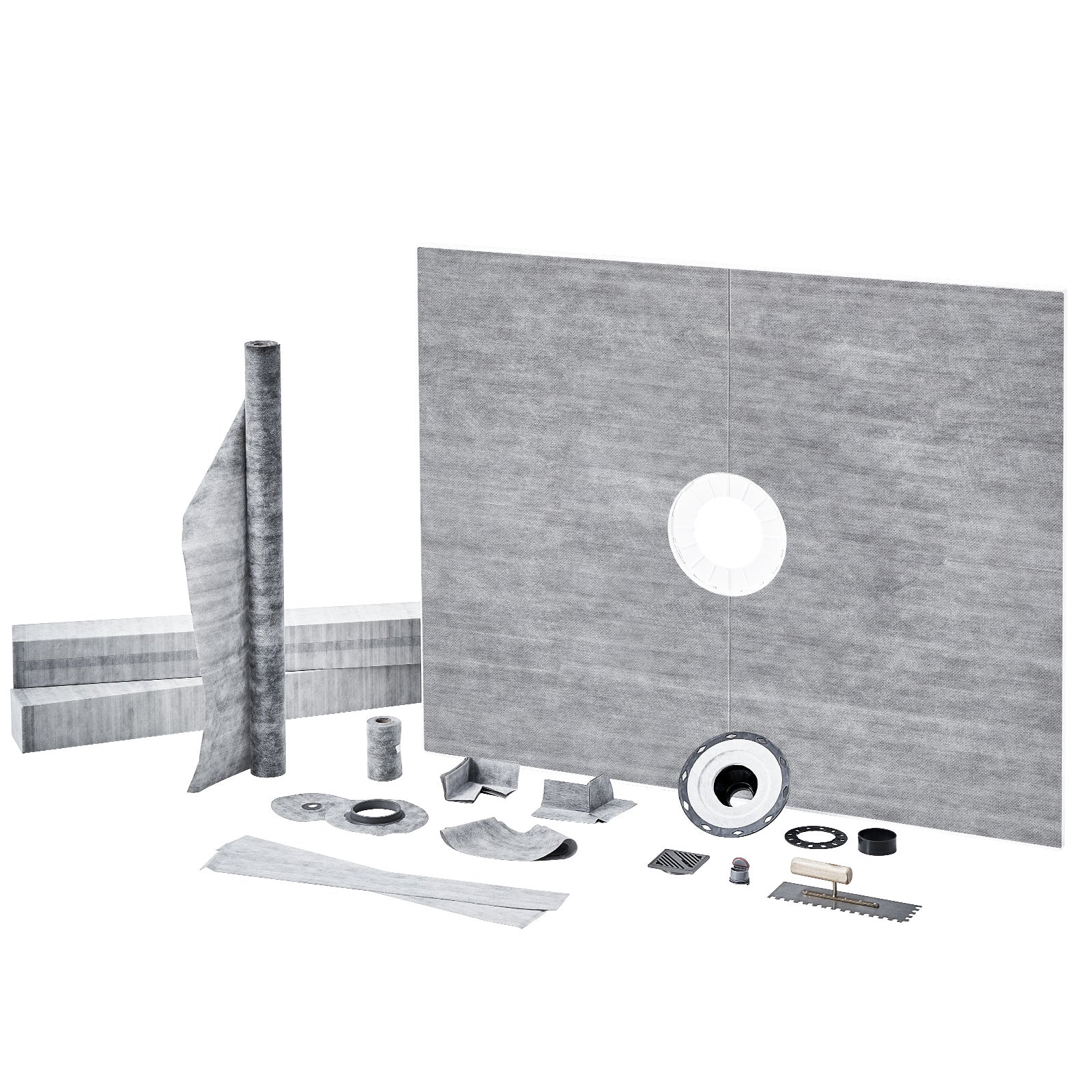 Kit Piatto Doccia VEVOR 1219x1219 Mm, Impermeabile Con Flangia Centrale E Scarico In Acciaio Inox, Comprende Membrana HDPE E Cordolo, Installazione Facile