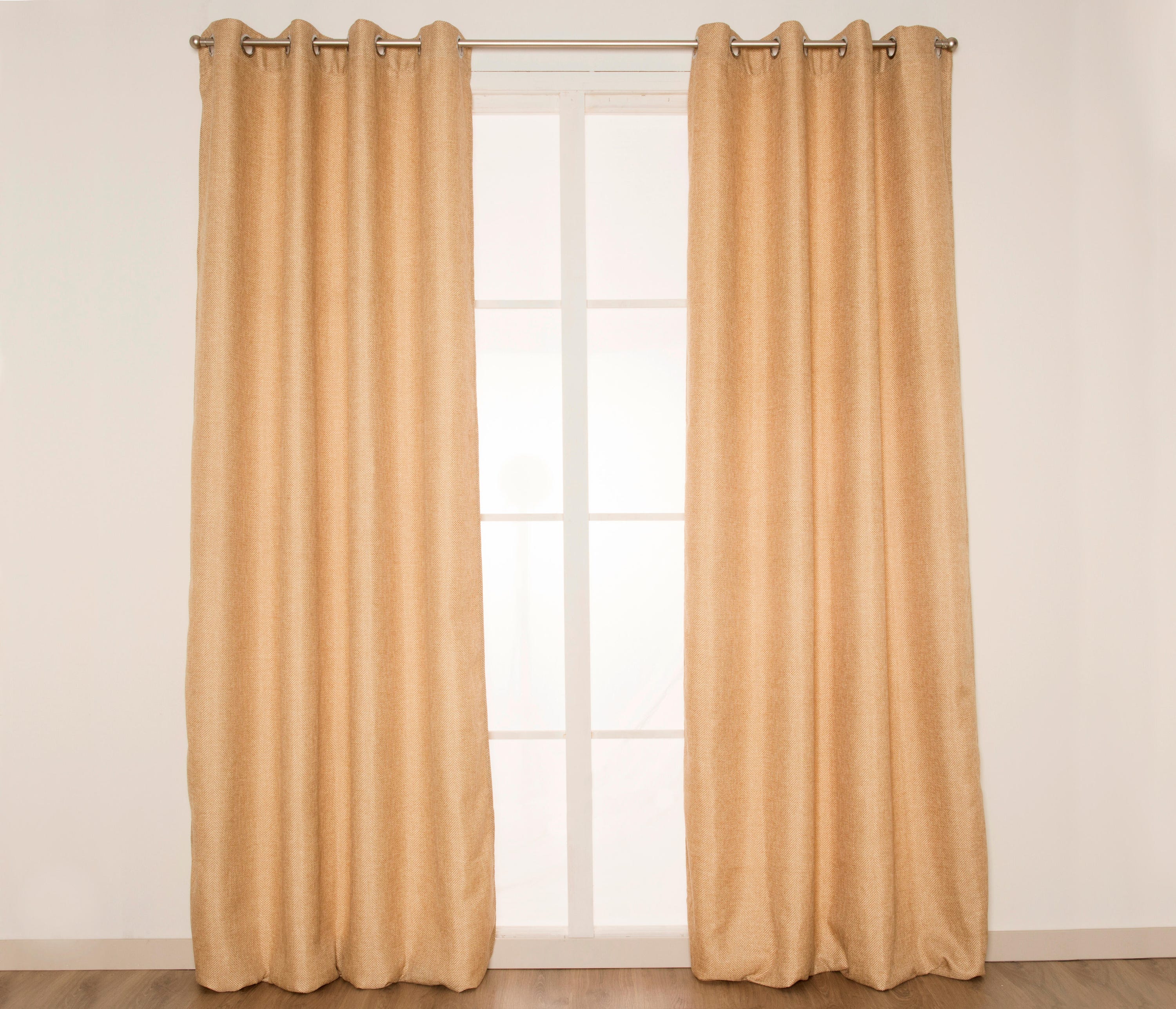 Zasłona z przelotkami Cindy, gładki kolor piaskowy, 140x270cm - 3