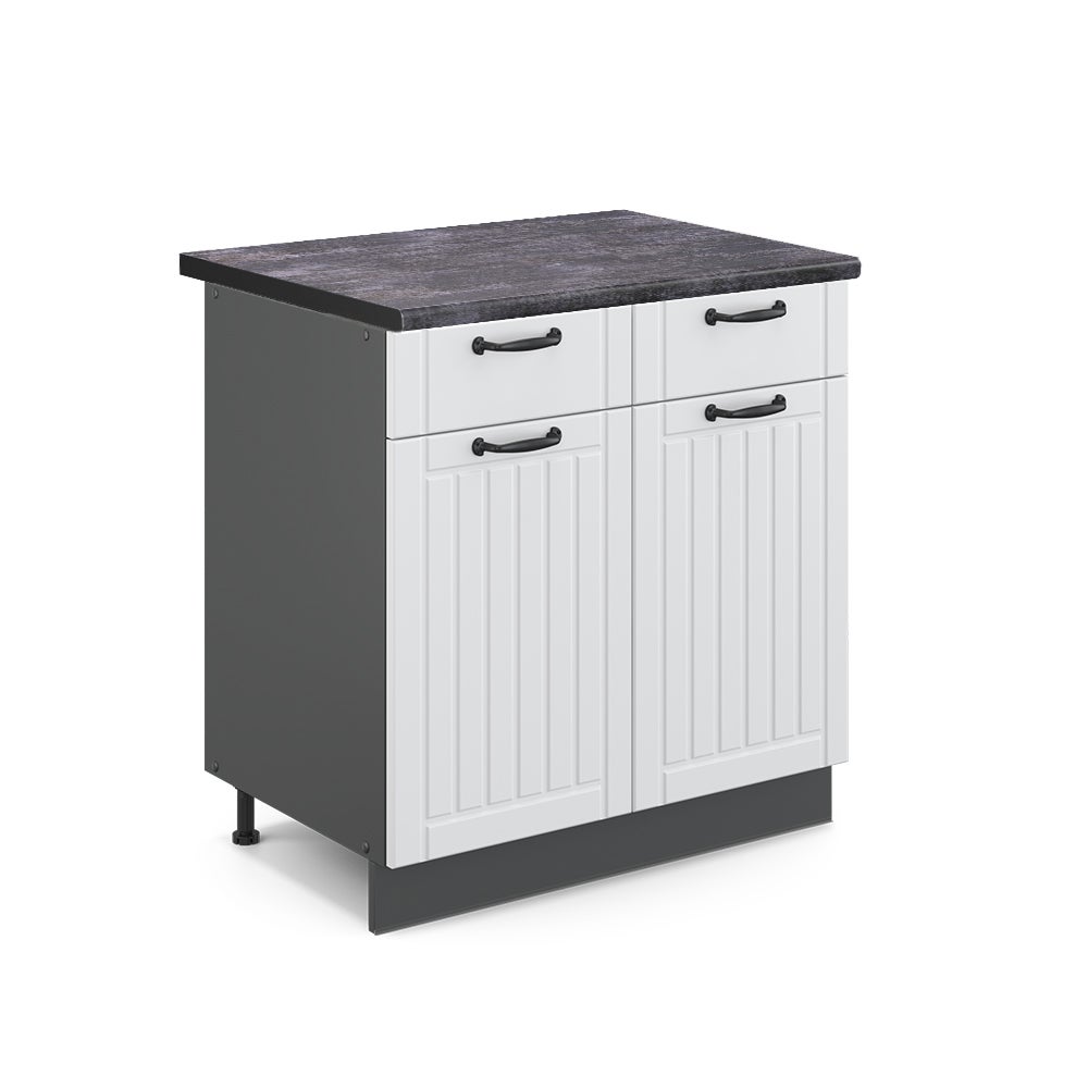 Vicco Szafka dolna do kuchni Fame-Line, Biały domek wiejski, 80 cm , BP Antracyt