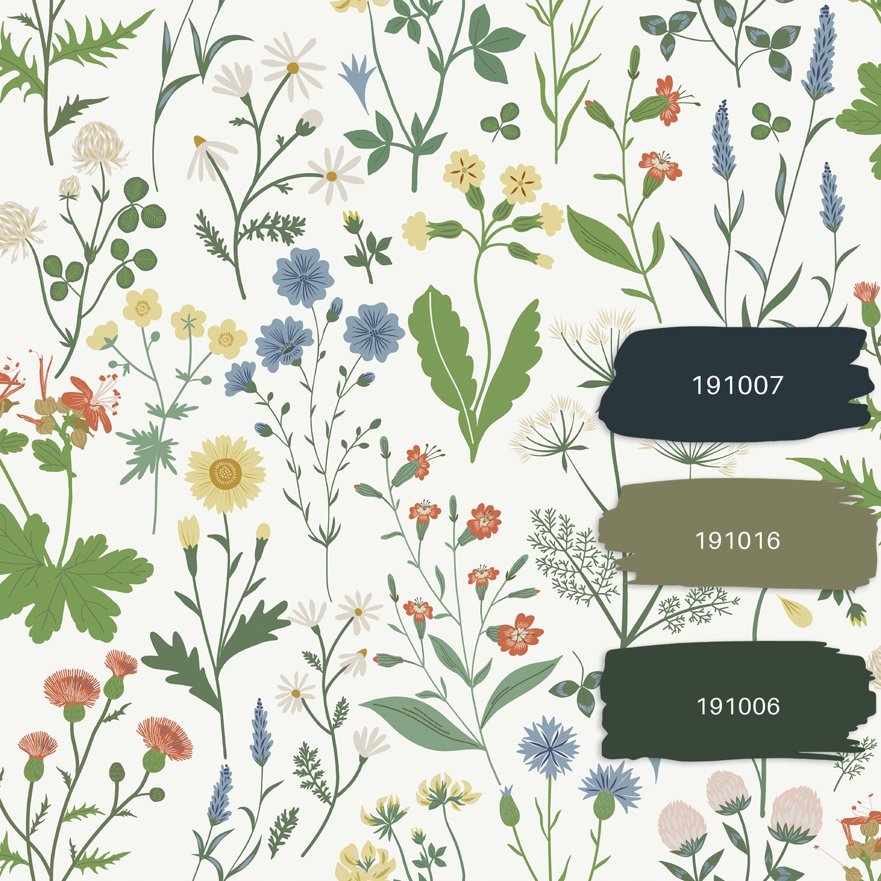 Papier peint fleurs des champs multicolore sur blanc - 53 cm x 10.05 m - ESTAhome - 8