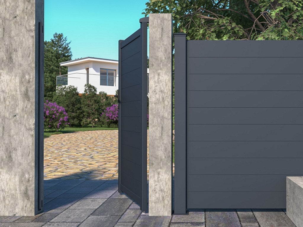 Portillon battant aluminium plein L103 x H180 cm anthracite - NAZARIO - 2