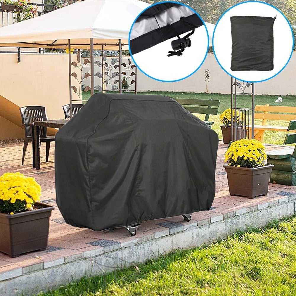 Housse de barbecue,Housse de barbecue imperméable, anti-poussière et anti-UV en tissu 420D Oxford,Housse de barbecue 80*66*100cm - 5