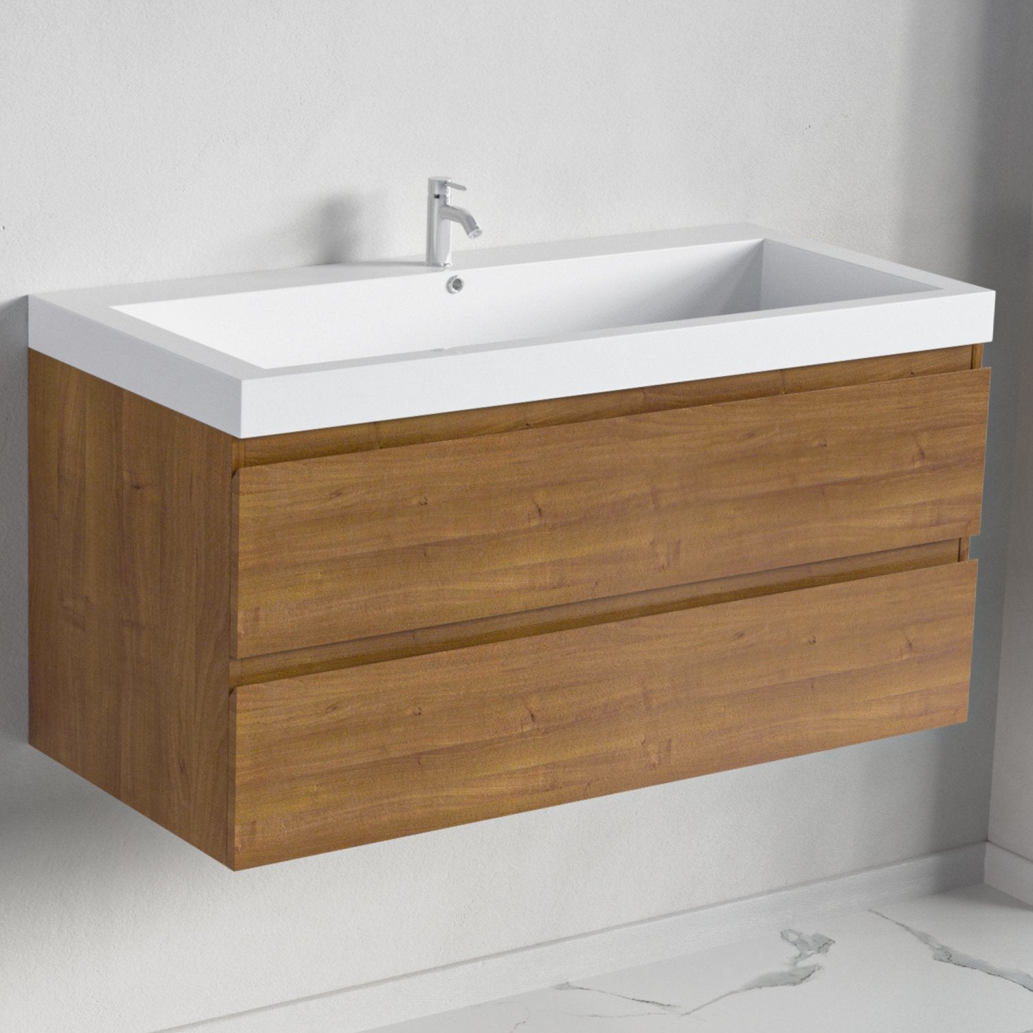 Mobili da bagno sospeso con lavabo 100 cm con colonna rovere dorato - LOMAZOO Avalon - 2