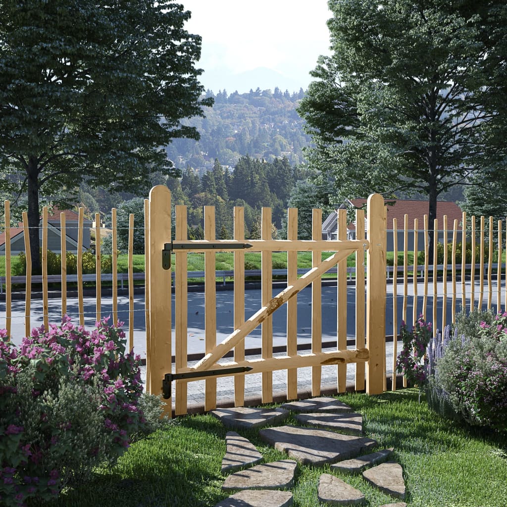 Porte de jardin | Portail de jardin | Portillon simple de clôture Bois de noisetier 100x90 cm CFW78680 - 2