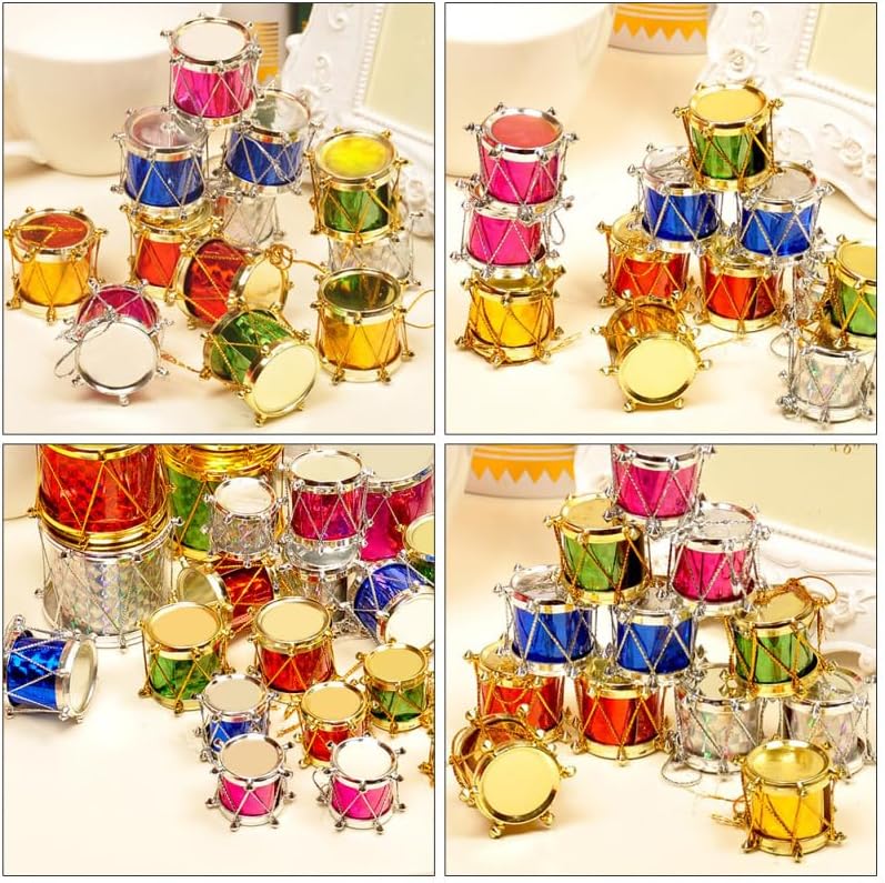 Mini tambours de Noël (30 pièces) - Décorations de Noël - Accessoires de décoration de fête - 6