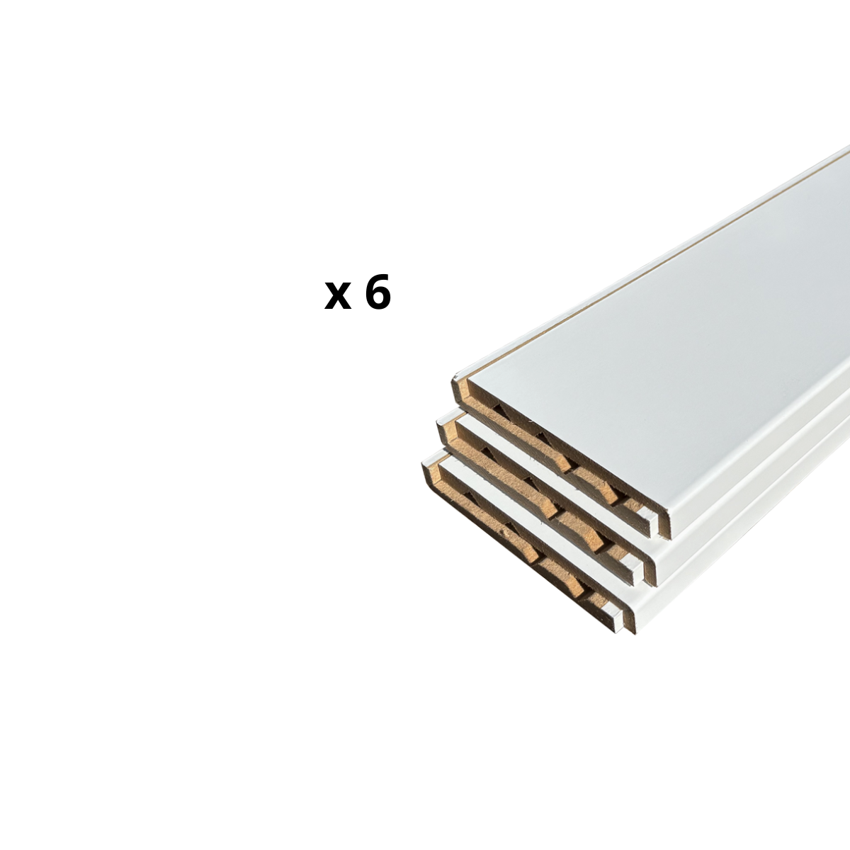 Lote de 6 cubrezócalos de MDF revestido blanco, L. 2,40 m x An. 13,1 cm x Esp. 22 mm - 2