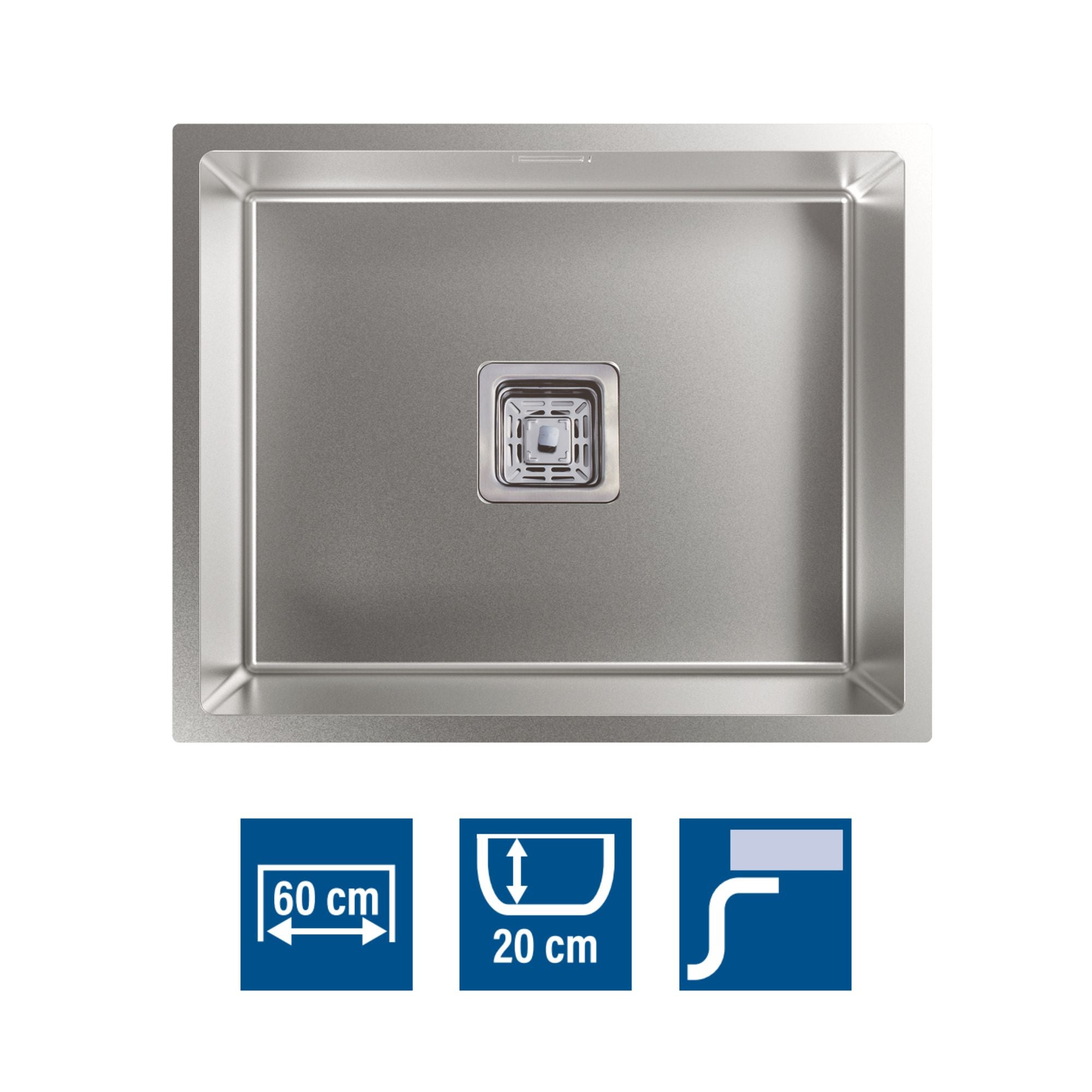 Cata  Fregadero Bajo Encimera 1 Seno De Acero Inox Cuadrado 54 X 44 Cm Modelo Cb 50-40 R10 , Leroy Merlin