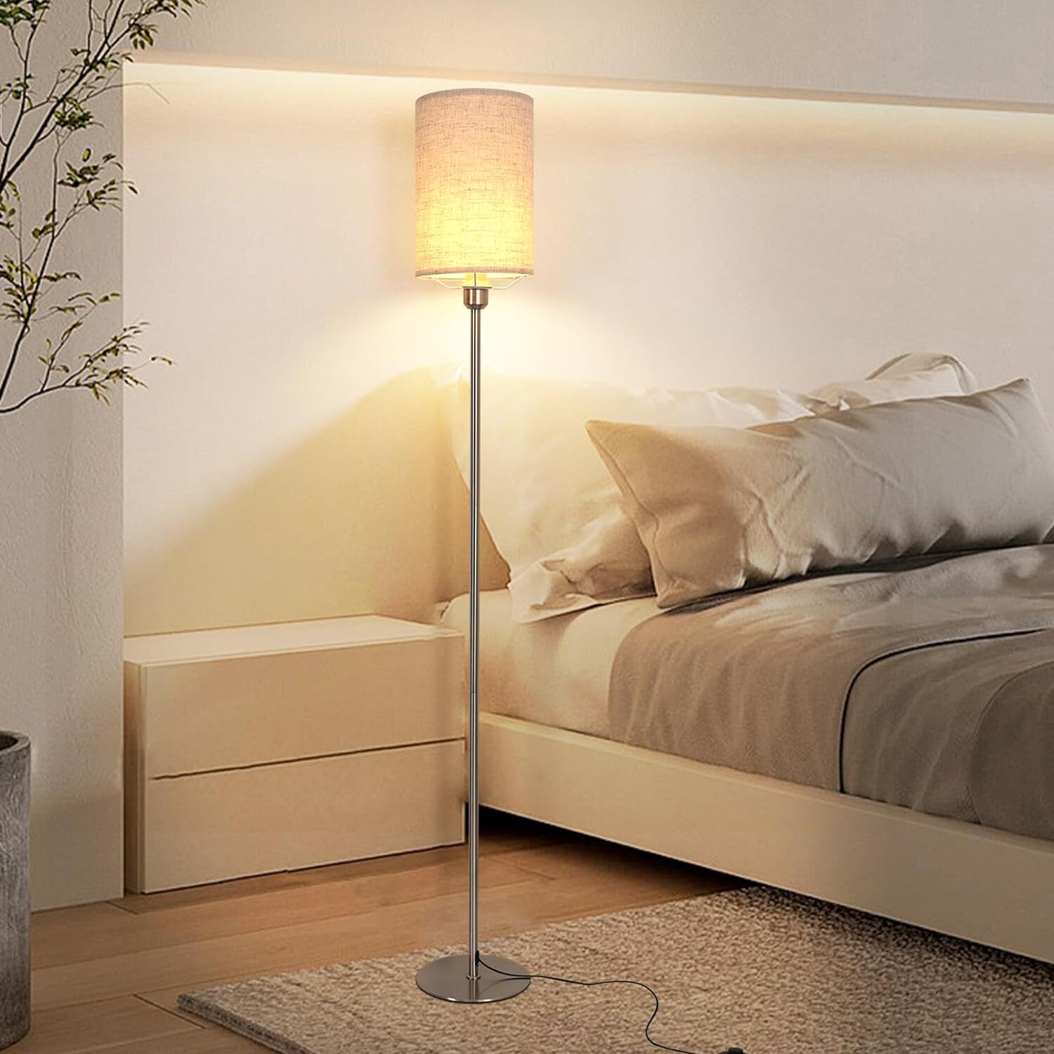 Lightbox Lampada Da Terra A Treppiede In Bambù - Altezza 155cm, Attacco E27, Con Interruttore A Pedale - 2