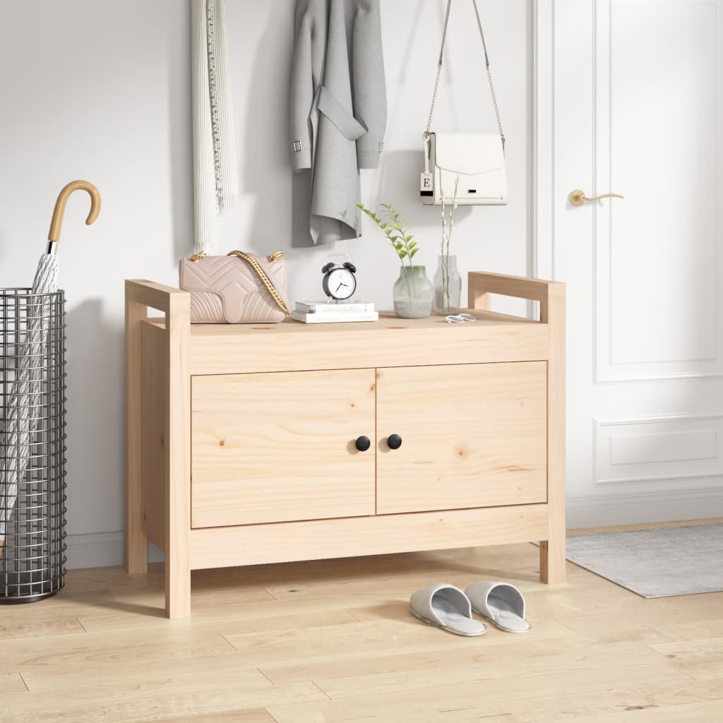 Banco interior | banco de recibidor madera maciza de pino 80x40x60 cm cfw65788