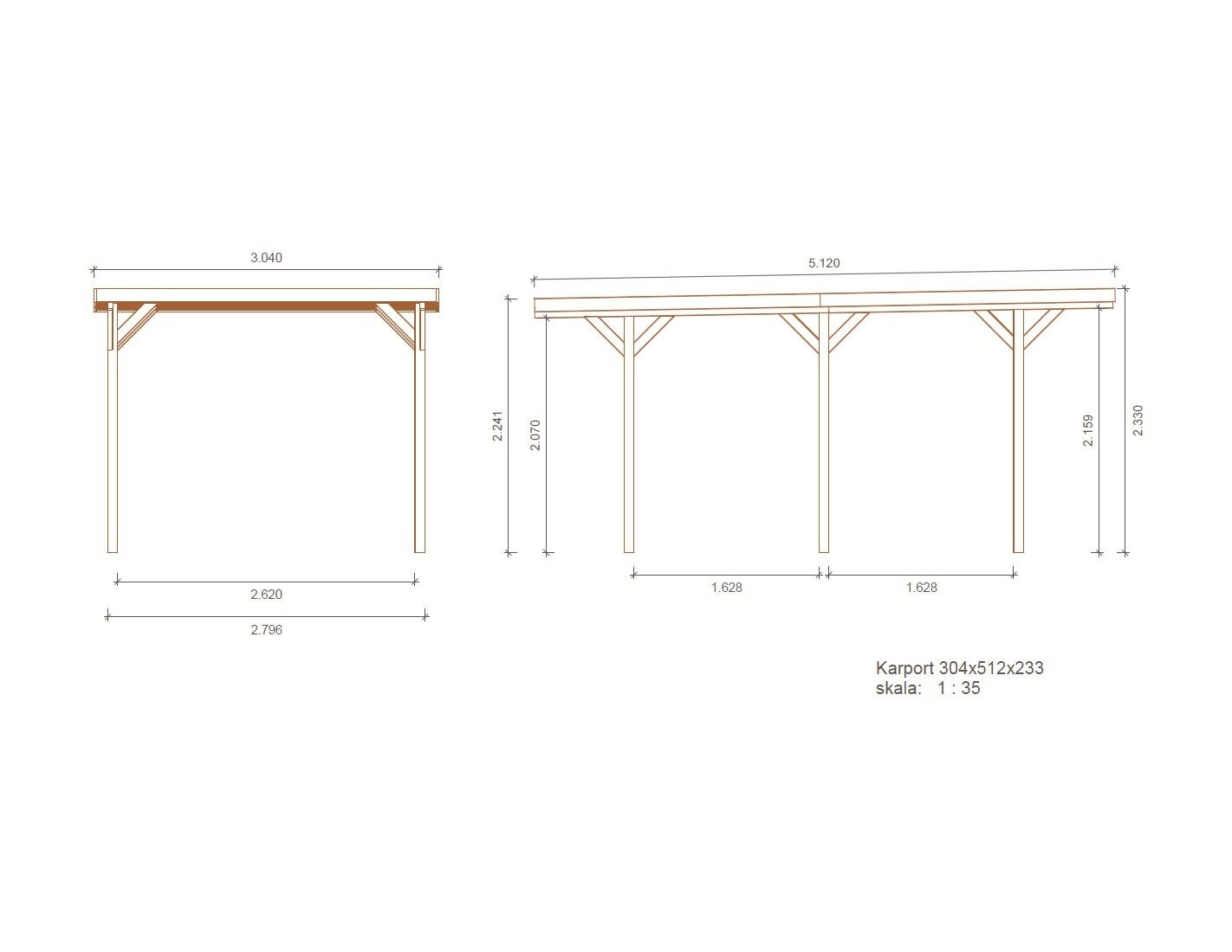 Carport, abri de voiture 3.04x5.12 m - 15.57 m2 - couverture PVC&nbsp; - CAR16PVCTR - ALTANKA - 3