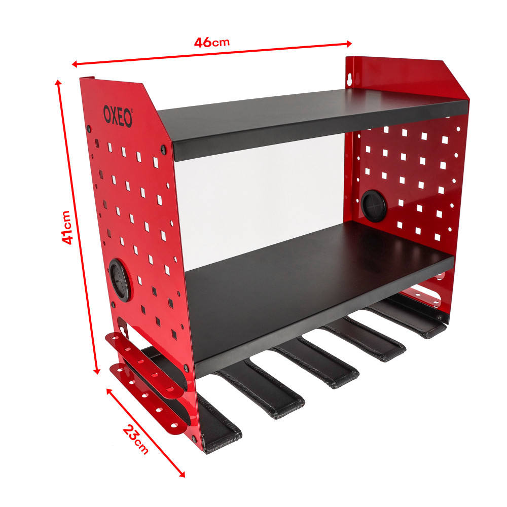 Étagère Murale Rangement Outils Électroportatifs - pour Perceuse - Meuleuse - 4 emplacements - Passage pour Câbles - 45kg - 2