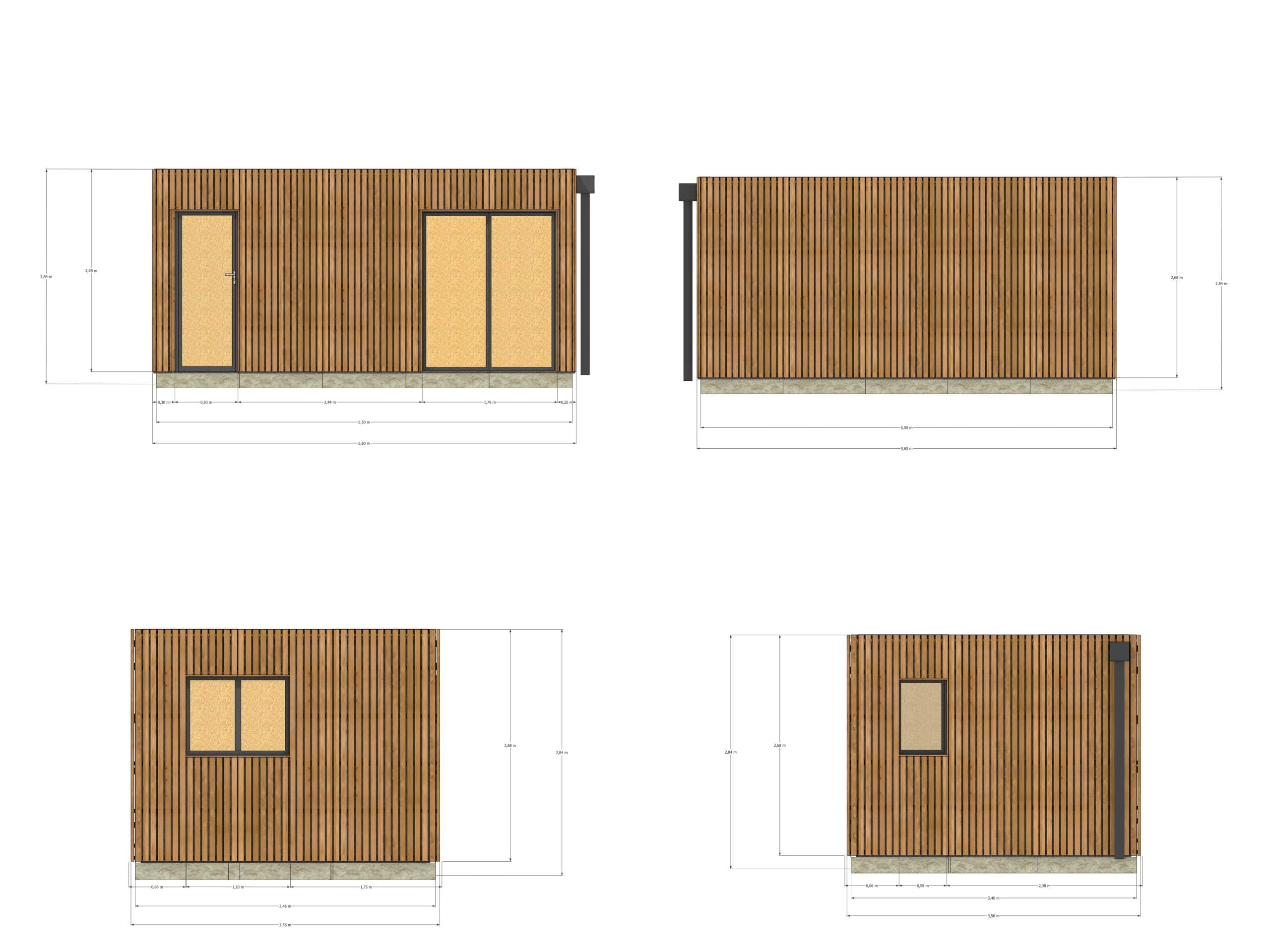 Annexe de jardin bois en bois 5,5 x 3,5 x 2,7 m - 4
