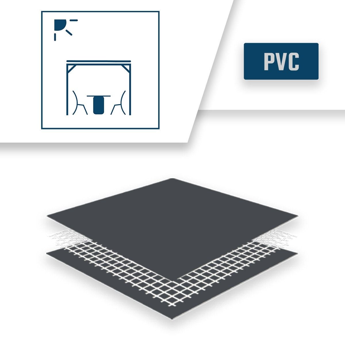 Toile Pergola Gris anthracite 3x4 m - Garantie 5 ans TECPLAST - LP506PR - Bâche Pergola ou Tonnelle étanche en PVC pour terrasse - 9